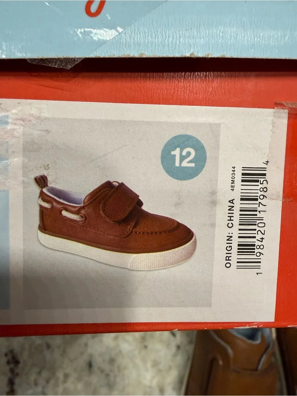 Cat & Jack Tan Brown Kids Hook-and-Loop Casual Sneakers Size 12